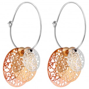 Earrings EVANESCENCE ALL GOLD Silver Rose Gold Stainless steel gilded with fine rose and yellow gold Filigree charms
