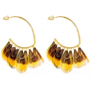 Earrings FEROZA MOSTAZA GOLD Gold and Mustard Yellow Gold with fine gold Feathers