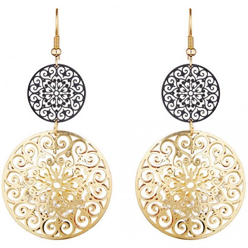 YUSHIA CRYSTALS INSIDE GOLD & BLACK earrings Openwork pendants Gold and Black Gold and black metal Imprisoned crystals