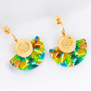 Earrings OFELIE STEEL COLOR GOLD Multicolor Stainless steel gilded with fine gold Crystal and Resins