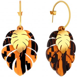 Earrings WILD NATURE STEEL TIGER GOLD Black Tiger Stainless steel gilded with fine gold Resins