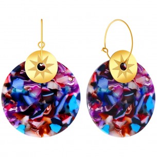 Earrings ASTROS STEEL COLOR GOLD Multicolor Stainless steel gilded with fine gold Resins