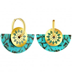 Earrings RIVER VALLEY TURQUOISE GOLD Turquoise Stainless steel gilded with fine gold enamels and Resins