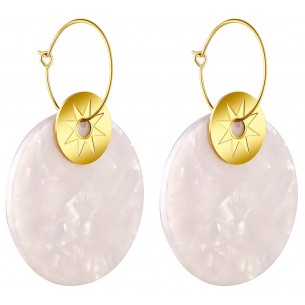 Earrings ASTROS STEEL WHITE & GOLD White Stainless steel gilded with fine gold Resins