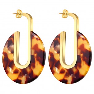 KAMPALA STEEL GOLD earrings Gold Stainless steel gilded with fine gold Resins
