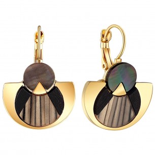 Earrings TANZANIA NATURAL GOLD Golden Brass gilded with fine gold Wood and natural mother-of-pearl