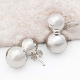 PARIS Silver earrings Dangling chips Double pearls Silver Brass silver plated with fine silver
