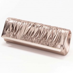 Leather Goods CRUMPLED LEATHER Bronze & Silver evening clutch bag imitation wrinkled leather Silver and Bronze Leatherette