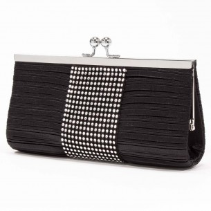Leather goods WALLET Black Silver paved evening clutch crystal coin purse Silver and Black Polyester Crystal