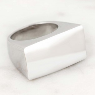 Bague KADRONE Silver Chevalière pleine Rectangulaire Argent Rhodium 2