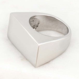 Ring KADRONE Silver Signet ring full Rectangular Silver Rhodium