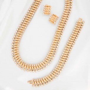 ARTESSE White Gold adornment Paved plastron Follow-up Gold and White Gilded with fine gold Crystal