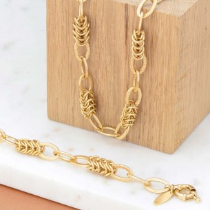 Set ORENA Gold Flexible chain Intercalated royal mesh Gold Brass gilded with fine gold