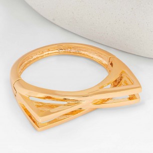 Bracelet ALEX Gold Rigid cuff Geometric Golden Brass gilded with fine gold