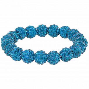 Bracelet CRYSBELLA Blue Zircon Bracelet de perles souple multirangs Boules pavées Bleu Céramique Cristal