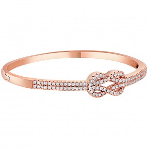 Bracelet NODELA White & Rose Gold Jonc rigide pavé Nœud marin Rosé et Blanc Laiton doré à l'or fin rosé Cristal 2