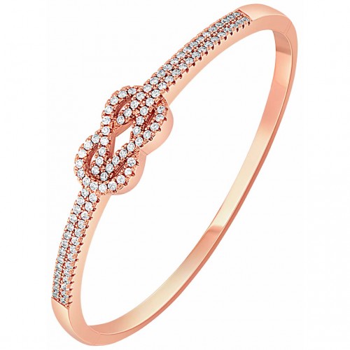 NODELA White & Rose Gold bracelet Rigid pavé bangle Sailor knot Rosé and White Brass gilded with fine rose gold Crystal