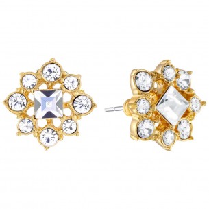 Earrings CELENE White Gold Chips studs Classic chic Gold and White Gold finish Crystal