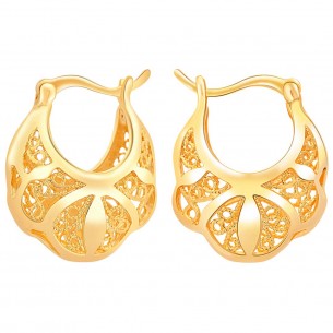 Earrings PHUKET Gold Openwork hoop earrings Basket Golden Brass gilded with fine gold