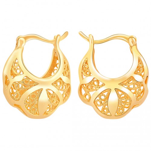 Earrings PHUKET Gold Openwork hoop earrings Basket Golden Brass gilded with fine gold