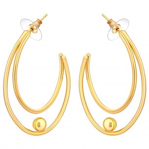 Boucles d'oreilles EOVAL Gold Créoles ajourées Ovale perle suspendue Doré Laiton doré à l'or fin