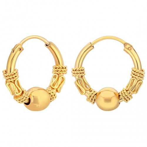 GOANE Gold Earrings Hoop earrings with Tribal pendant Gold Brass gilded with fine gold