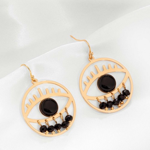 Boucles d'oreilles EYONA Black Gold Pendantes...