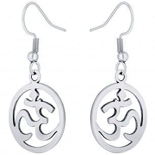 OM ZEN Silver earrings Short pendant Om symbol Silver Silver brass