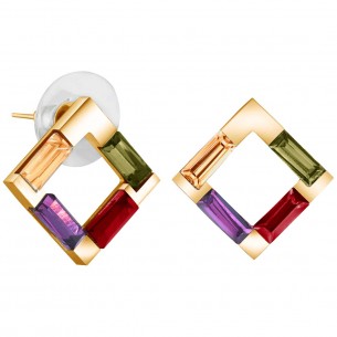 Earrings ROCADA COLOR GOLD Multicolor Brass gilded with fine gold Crystal