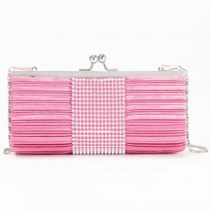 Leather goods WALLET Pink Silver paved evening clutch crystal coin purse Silver and Pink Polyester Crystal
