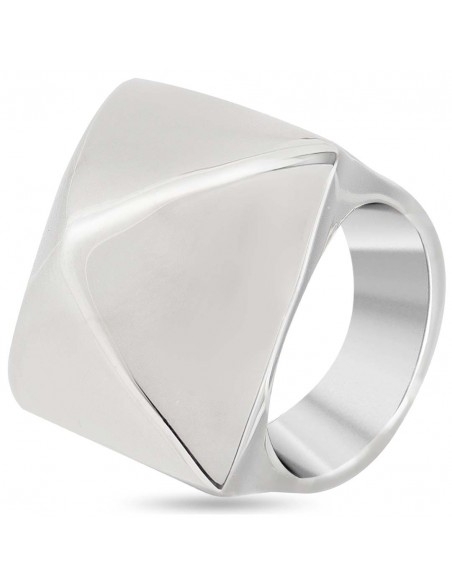 Bague QUADIX Silver Chevalière pleine Rock Argent Rhodium