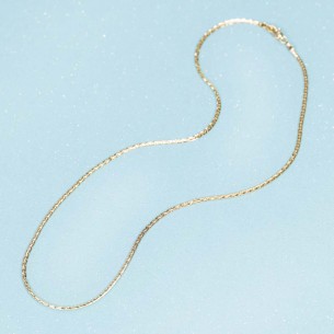 LOMINE Gold necklace Fine flexible chain Bean mesh Gold Golden brass