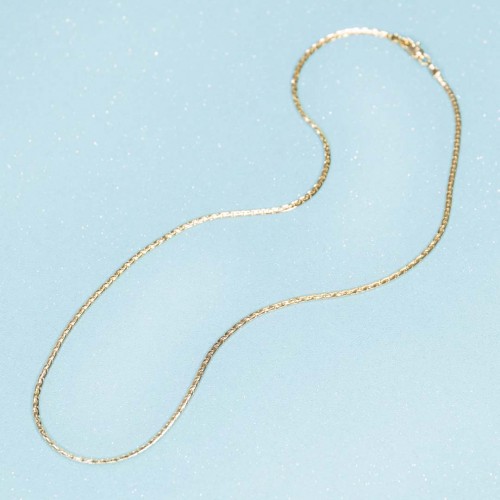 LOMINE Gold necklace Fine flexible chain Bean mesh Gold Golden brass