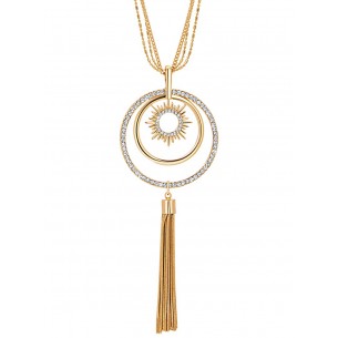 Necklace SUNIVERSE Gold Long necklace pendant in Y Solar Gilded with fine gold Crystal