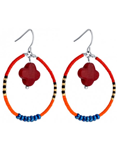 Bijoux boucle d'oreille Menthe À l'O DUCINE créoles acier inoxydable argent cristal Bijoux Sauvages