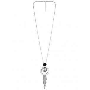 Collier ANTARES Black Silver Sautoir Pendentif Contemporain Argent et Noir Rhodium Cristal 2