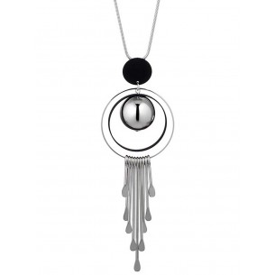ANTARES Black Silver Necklace Long Necklace Pendant Contemporary Silver and Black Rhodium Crystal