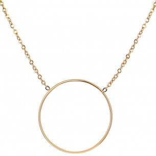 KATE Gold necklace Choker pendant Minimalist circle ring Golden Stainless steel gilded with fine gold