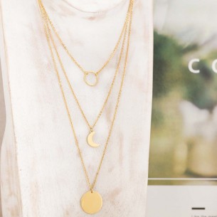 LUBY Gold necklace Moon multirow choker Golden Stainless steel gilded with fine gold