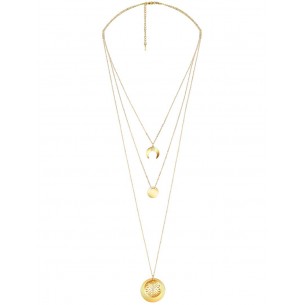 EPSY Gold necklace Multi-row necklace with Ethnic pendant Golden Stainless steel gilded with fine gold