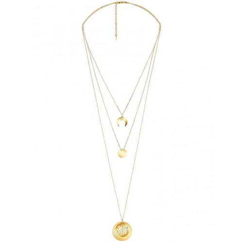 EPSY Gold necklace Multi-row necklace with Ethnic pendant Golden Stainless steel gilded with fine gold