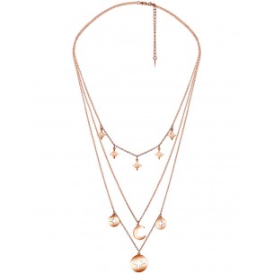 NAGMA Rose Gold necklace Multi-row choker Star symbols Rosé and Rosé Stainless steel gilded with fine rose gold 2
