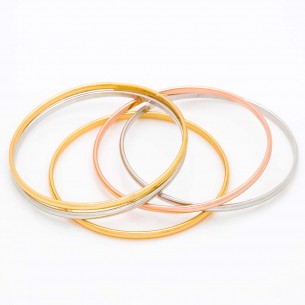 LOVELY OF US All Gold Bracelet Set of 5 bangles to wear together Three golds Silver Rose Gold Rhodium gilded with fine gold