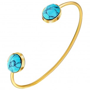 Bracelet IMANY Blue Gold Flexible adjustable bangle You and Me Golden and Blue Turquoise Stainless steel gilded with fine gold 2