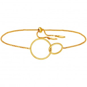 OBAL Gold Bracelet Fine adjustable flexible chain bracelet Interlaced rings Gold Stainless steel gilded with fine gold