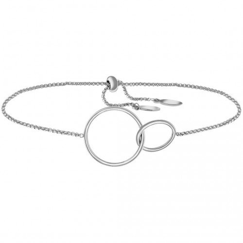 OBAL Silver bracelet Thin adjustable flexible chain bracelet Intertwined rings Silver Stainless steel
