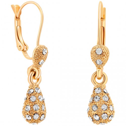 LIMPIA White Gold Dormeuses Earrings with Golden and White Drop Pendant Brass gilded with fine gold