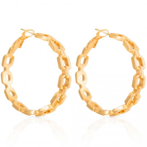 LINKSOR Gold Earrings Openwork Hoops Golden Chains Brass gilded with fine gold