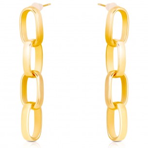 LINKSIE Gold Earrings Long Pendants Golden Chain Brass gilded with fine gold