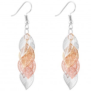 INNOCENCE All Gold Drop Earrings with Filigree Leaves Silver Rose Gold Stainless steel gilded with fine gold